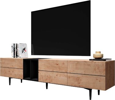 Комод Newfurn Чорний Дикий Дуб Сервант Вінтаж Промисловий - 180x90x42 см - Highboard Credenza