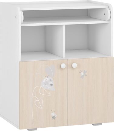 Комод для дитячої кімнати Shefa Wickelkommode 700 Teddy, білий - сучасний комод для дитячої, 47 x 70 x 86 см, білий/пастельний дуб
