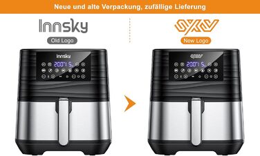 Фритюрниця Innsky 5.5 л XXL, 1700 Вт, LED-сенсорна, 7 програм, без олії, книга рецептів, срібло