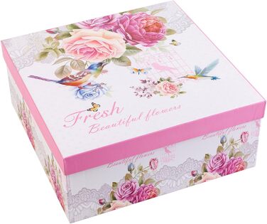 Комплект чашок для кави London Boutique K414: 4 шт., 330 мл, рожевий, стиль Vintage/Retro, флора, подарунок