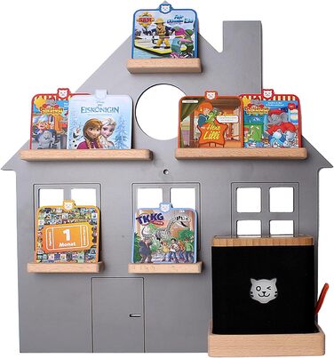 Полиця BOARTI tigerbox будиночок маленька сіра, підходить для tigerbox touch і 21 tigercards, дитяча полиця для ігор і колекціонування