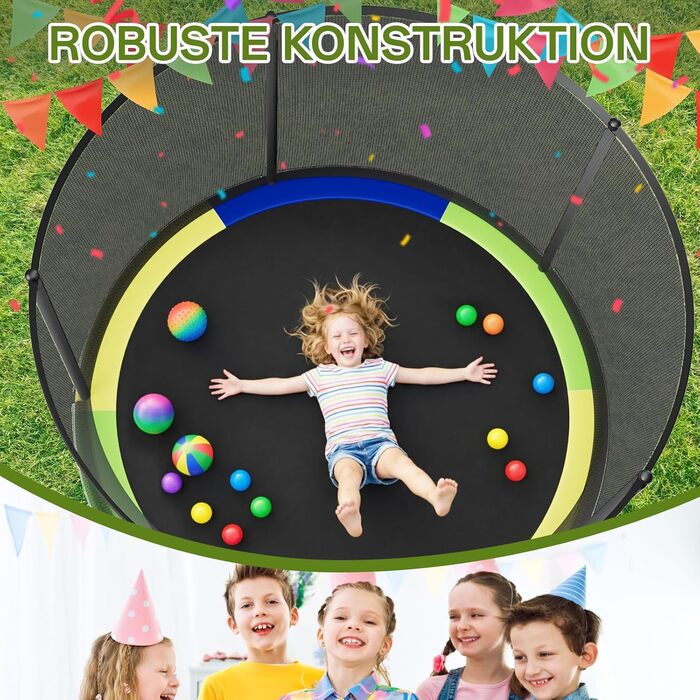 Батут JUMMICO вуличний з сіткою безпеки 183 см, кольоровий - комплект з аксесуарами для монтажу