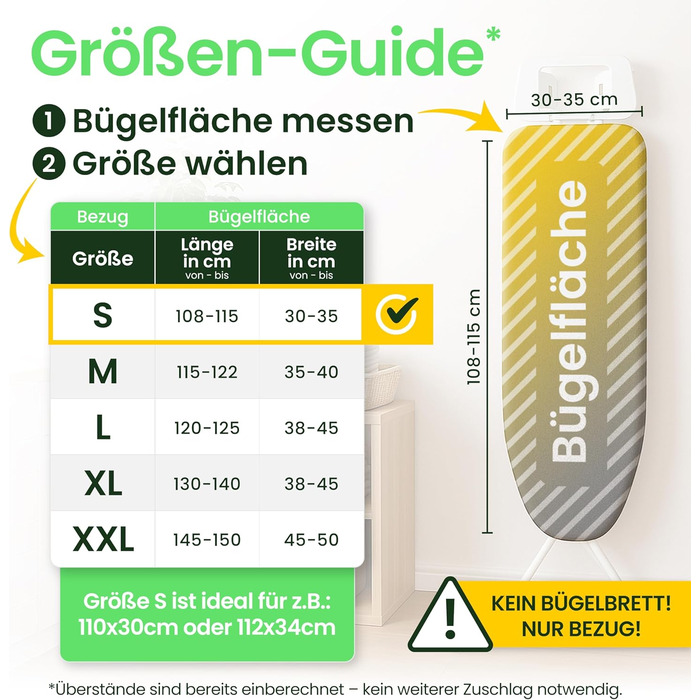 Чохол для прасувальної дошки SiplySooth 120x40 см, OEKOTEX100, з комфортним підкладкою, виготовлено в Німеччині, сірий/білий (блакитний/білий, S)