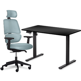 Комплект Mealux PowerDesk Lite Black + Leo Air Grey Blue (арт. EVO-201 Lite B/B +Y 546 KBGL)