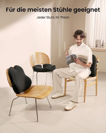 Підпорка для спини ProtoArc з піною Memory Foam, для офісного крісла, авто та столу, чорна