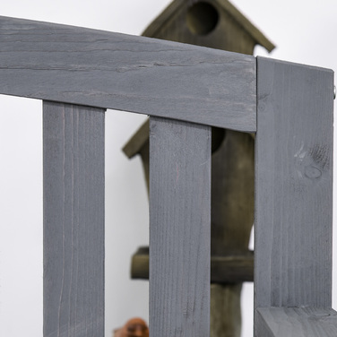 Двомісна садова лавка з дерева, стійка до погодних умов, лавка для саду зі спинкою, витримує до 240 кг, розміри 143 x 51 x 85 см, сірого кольору