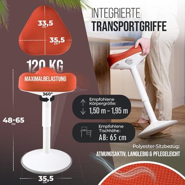 Офісний стілець Vina Home® SH-01: ергономічний, регульований, з ефектом гойдання | IGR сертифікований | Оранжевий