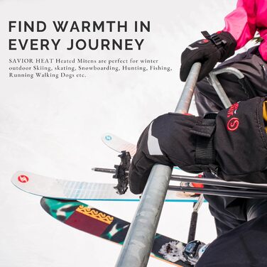 Обогревні рукавиці SAVIOR HEAT для чоловіків та жінок, акумуляторні, для катання на лижах, сноуборді, мотоциклі, туризмі (XXL, чорний)