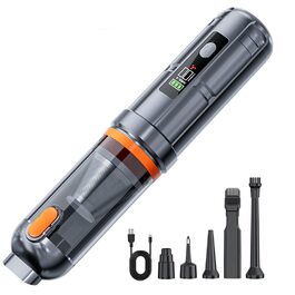 Акумуляторний ручний пилосос для авто та дому 4-в-1, безщітковий мотор, потужність 26000Па, 3 режими всмоктування, з підсвіткою (Помаранчевий)