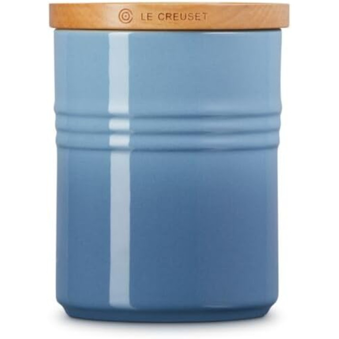LE CREUSET Контейнер для зберігання середнього розміру з дерев'яною кришкою, кераміка, 540 мл, 10 см, Chambray, 1.1 л Kirschrot