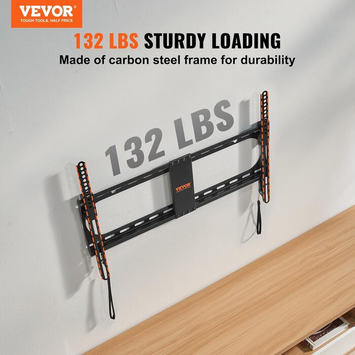 Стійка для телевізора VEVOR поворотна підлогова 32-85 дюймів, чорна. Регульована висота, міцне загартоване скло.