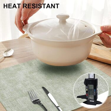 Набір підставок під тарілки з штучної шкіри, 6 шт. - Водостійкі, легко миються, для кухні та обіднього столу (світло-зелені, середні)