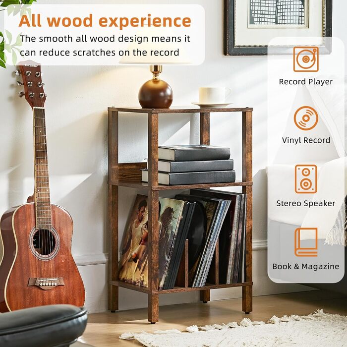 Столик для принтера LELELINKY на колесах, 2-ярусний мобільний стенд, коричневий (52,5 x 40 x 36 см)