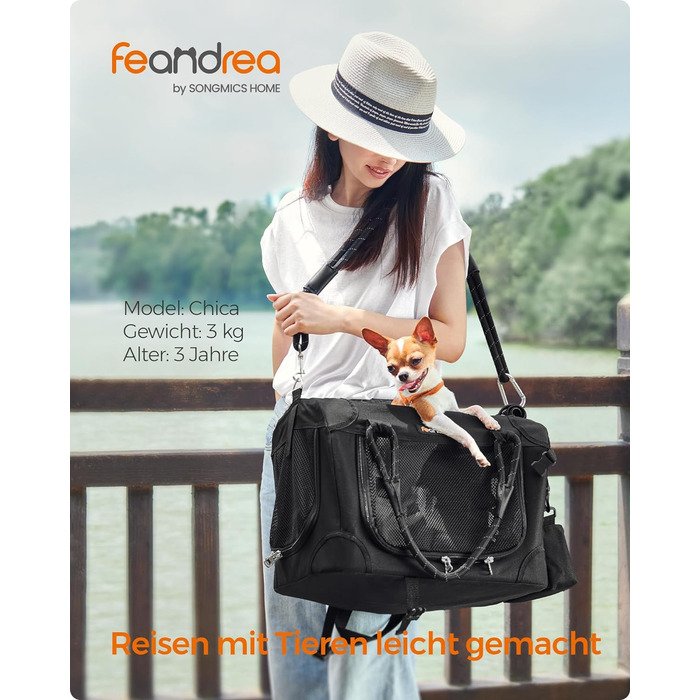 Складна сумка для собак Feandrea металевий каркас S до 6 кг 43x30x30 см чорна