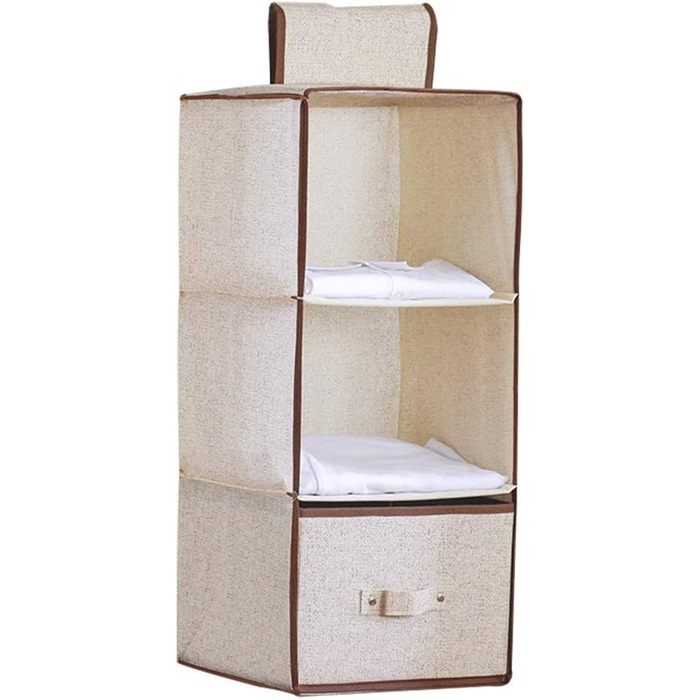 Підвісна шафа-органайзер Adou з 3 полицями, 3 висувними ящиками, для підвішування, що розкладається, полиці для зберігання в шафі, підвісна шафа з полотна з ящиками для одягу і светрів (1 висувний ящик-3 полиці)
