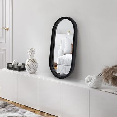 Дзеркало овальне Americanflat Spiegel Oval 30x61 см - чорне, для ванної, вітальні, спальні