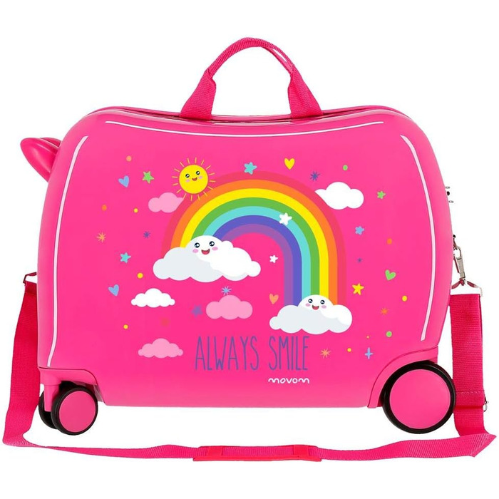 Дитяча валіза Enso Arcoiris Always Smile рожева 50x39x20 см Кодовий замок Hard Shell ABS 38 л 2,1 кг 4 колеса ручна поклажа