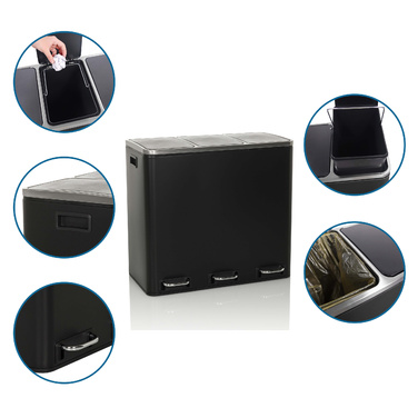 Збирач відходів / Система сортування відходів CLEAN IX 54L (3x18L) Сталь чорний hjh ОФІС