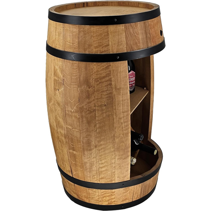 Дерев'яний бочонок-бар Fass від Creative Cooper: полиця для вина з LED підсвічуванням, 80x50 см, рустикальний дизайн, для дому