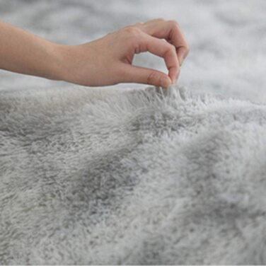 Килими Leesentec, круглі килими для спальні, вітальні, нековзні м'які пухнасті килимки, ворсисті килимки, великі Килимки для передпокою (білий/сірий, 140) (сіро-білий, 200*120 см)