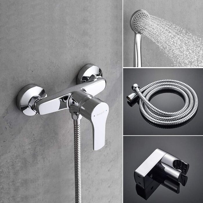 Набір змішувача для ванни Ibergrif Star з душовим набором, хром (душова арматура)