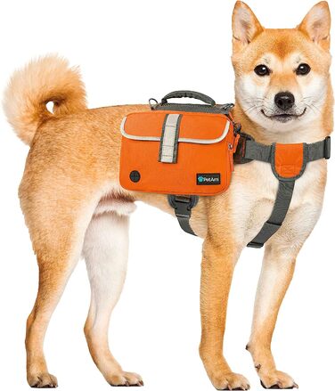 Рюкзак для собак PetAmi для собак середнього розміру, сідельна сумка для собак для перенесення, жилетна сумка для собак для подорожей (Помаранчевий, великий) Large Orange