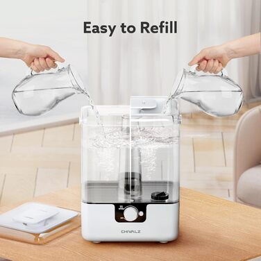 Зволожувач повітря Chivalz Luftbefeuchter 6л з нічником та аромадифузором для великих кімнат, дитячої, рослин – 360° розпилювач, 50 годин, білий матовий