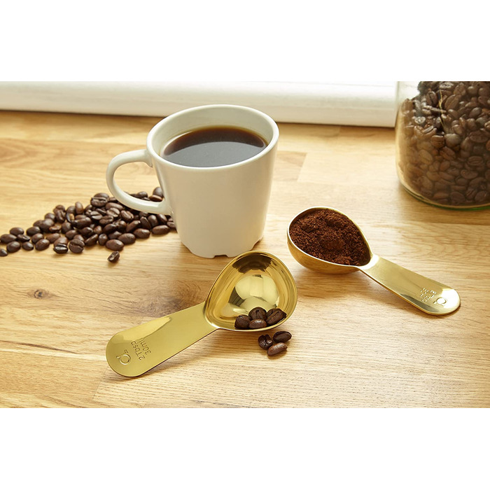 Ложка для кави (набір 2) - 2 столові ложки - Мірна ложка для кави з нержавіючої сталі - Мірна ложка для кави, чаю (золото, 2)