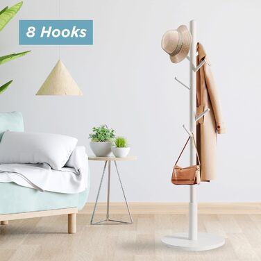 Дерев'яний вішак для одягу Edihome з 8 гачками, 172 x 38 x 38 см, для передпокою, коридору або спальні