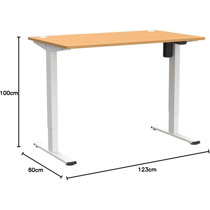 Стіл з регулюванням висоти FLEXISPOT basic 100x60см - клен, біла рама, кабель-менеджмент, гачок