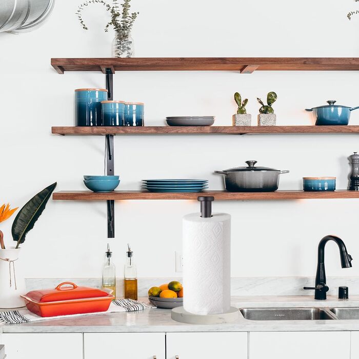 Тримач для паперових рушників на стільницю з мармуровою основою, вертикальний диспенсер для кухні та ванної кімнати, чорний