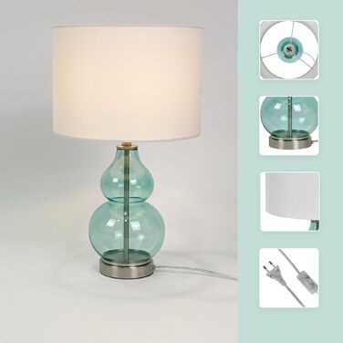 Лампа для столу Relaxdays зі скляною основою та тканинним абажуром