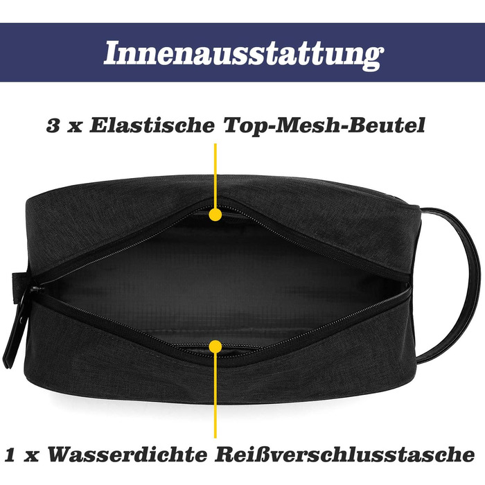 Сумка для туалетного приладдя, сумка для туалетного приладдя, косметичка, сумка для прання, зберігання посуду та косметики для жінок та чоловіків (Black-s)