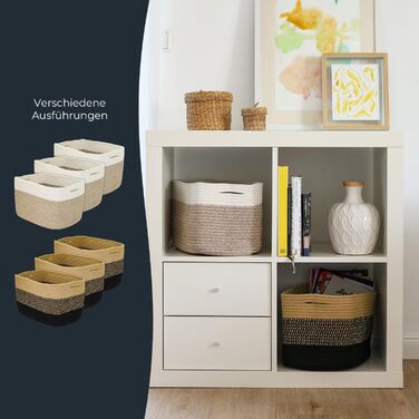 Набір кошиків для зберігання HMF, 3 шт., з прихованими ручками, бавовна, 37,5 x 25 x 22,5 см, чорний-медовий