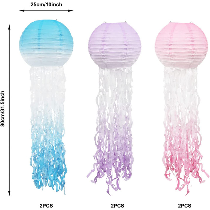 Паперовий ліхтар, прикраса для ліхтаря, паперовий ліхтар з медузами, океанські лампи, абажур, прикраса у вигляді русалки, ліхтар для дітей, тематична частина