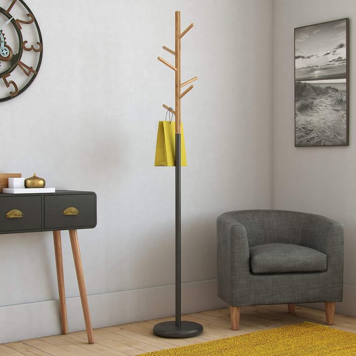 Вешалка для прихоже Versa Malmö – мінімалістична, чорна, з 9 гачками (171 x 28 x 28 см)