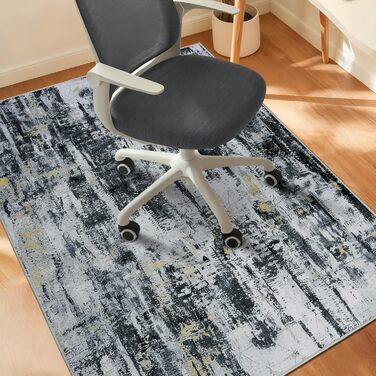 Килимок для підлоги під стілець для твердої підлоги Бохо, килимок для столу, антиковзний килим для офісного стільця (120x150 см, Чорне Золото)