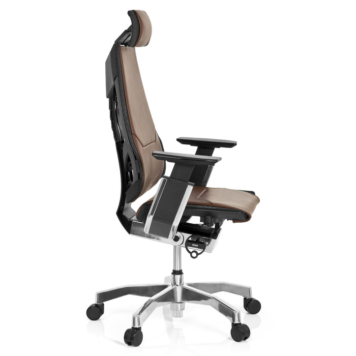 Крісло офісне GENIDIA PRO шкіряне коричневе hjh OFFICE