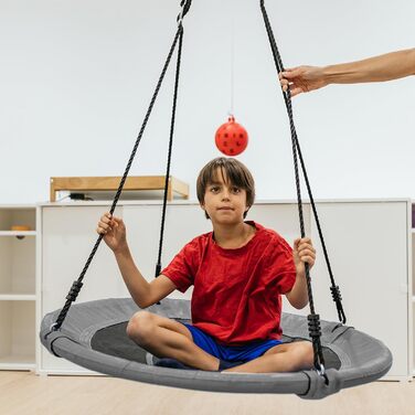 Сітчаста гойдалка ZERRO Nestschaukel для дітей та дорослих, Ø120см, до 150кг, регульована висота, сіра