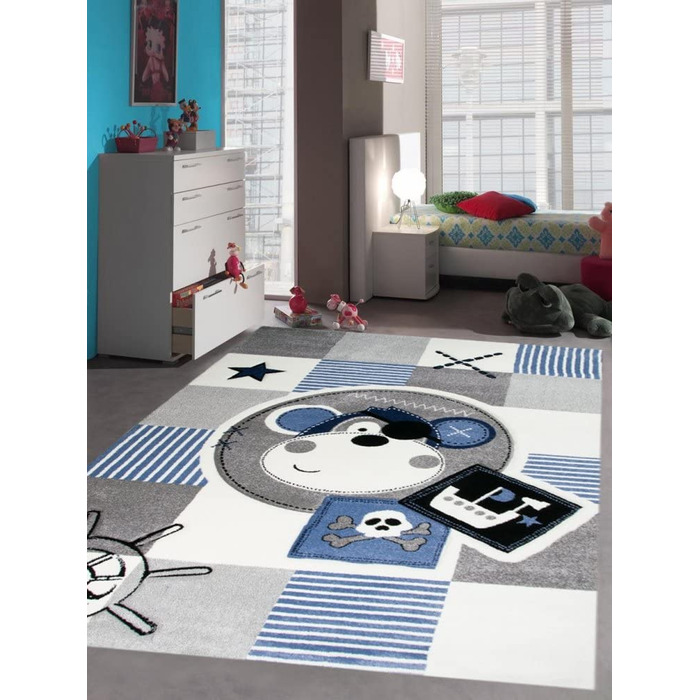 Дитячий килимок, килимок для ігор, килимок для дитячої кімнати, дитячий килимок, піратська Мавпа синього кольору, розмір (120 см круглий)