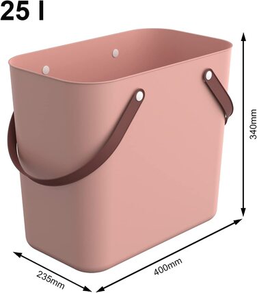 Кошик для покупок Rotho Albula, пластик (перероблений поліпропілен), 25L, (40 x 23,5 x 34 см) (рожевий)