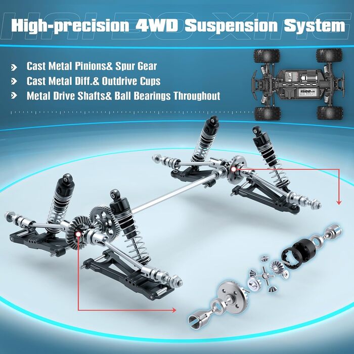 Радіокерований позашляховик HBX 1:14 4WD 39 км/год, RC монстр-трак, водонепроникний, для дітей та дорослих