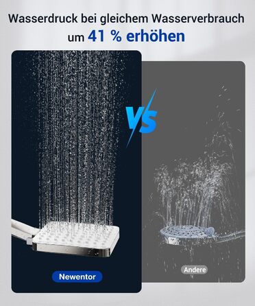 Насадка для душу Newentor з 6 режимами, велика, економна, високого тиску, позолочена (з шлангом 1,5 м)