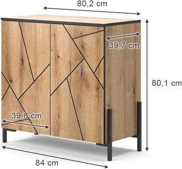 Комод з 2 шухлядами Vicco Hatto, 124 x 69.6 см, дуб