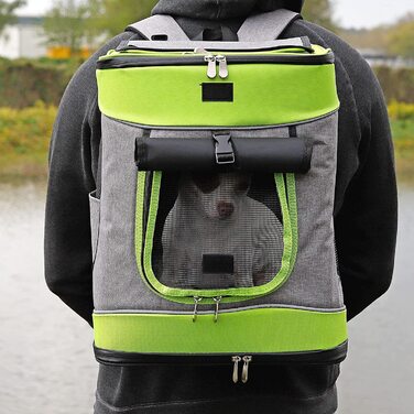 Рюкзак для собак lionto складаний рюкзак для кішок сумка для перенесення собак сумка для перенесення домашніх тварин, сірий / зелений