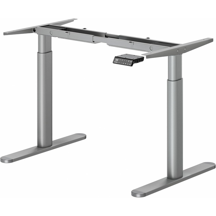 Електричний столик для роботи MAIDeSITe EL2 Pro Art з регулюванням висоти, сірий. Овальне підстав'я, навантаження 180 кг, 4 пам'яті, захист від зіткнень