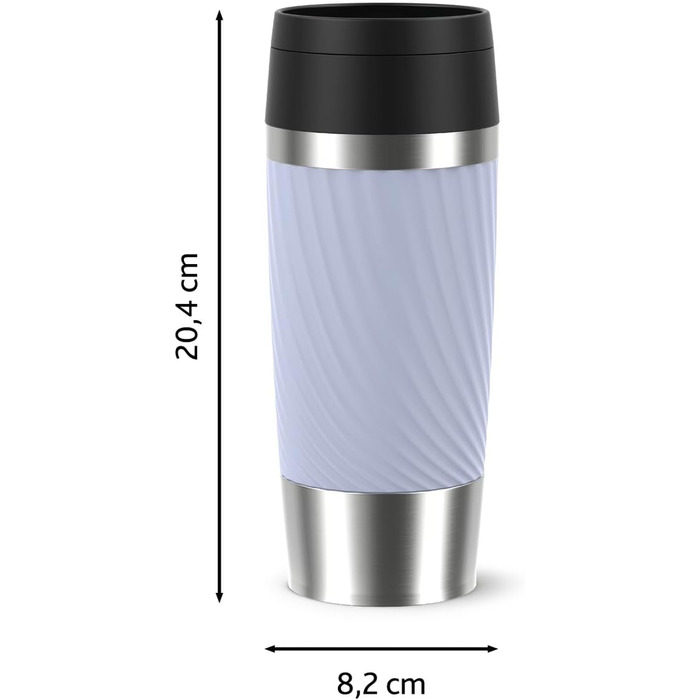 Термокружка Emsa Travel Mug Classic Twist 0.36 л, лавандова, з кришкою Quick-Press, для гарячих та холодних напоїв