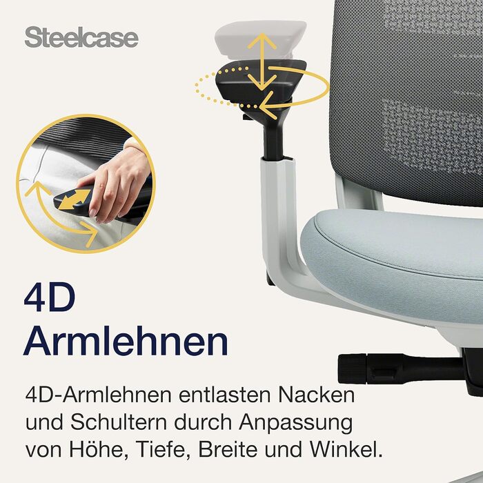 Ергономічне офісне крісло Steelcase Series 2 з LiveBack, 4D підлокітниками, підголівником, Storm Horizon