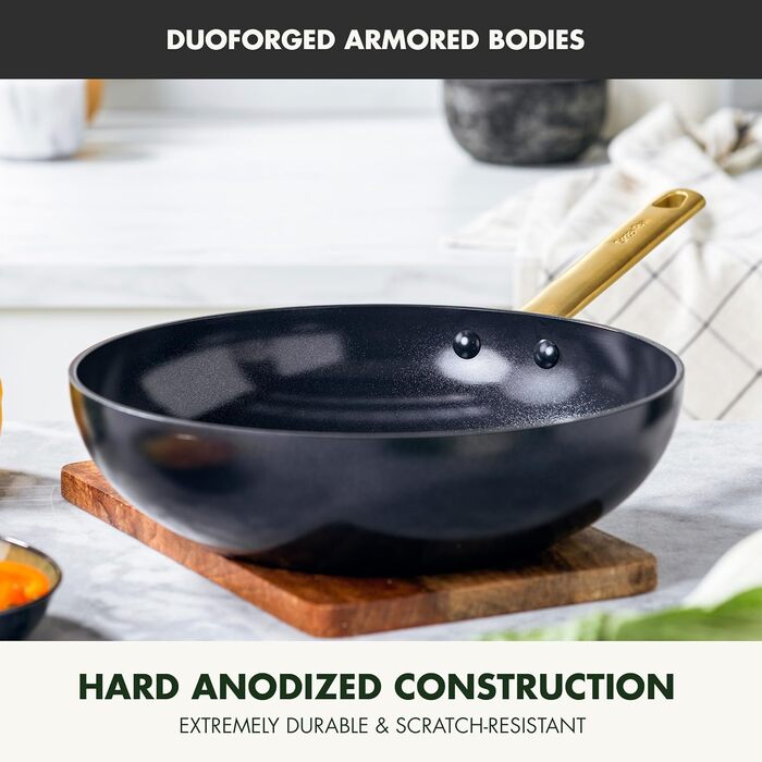 Wok GreenPan Reserve 28 см з антипригарним покриттям Ceramic, чорний, з нержавіючою сталі, без PFAS, для плити та духовки