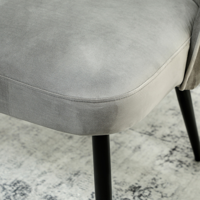 Двомісний диван, сучасний м'який диван з металевим та дерев'яним каркасом, оксамитовий матеріал обтягування, сірий